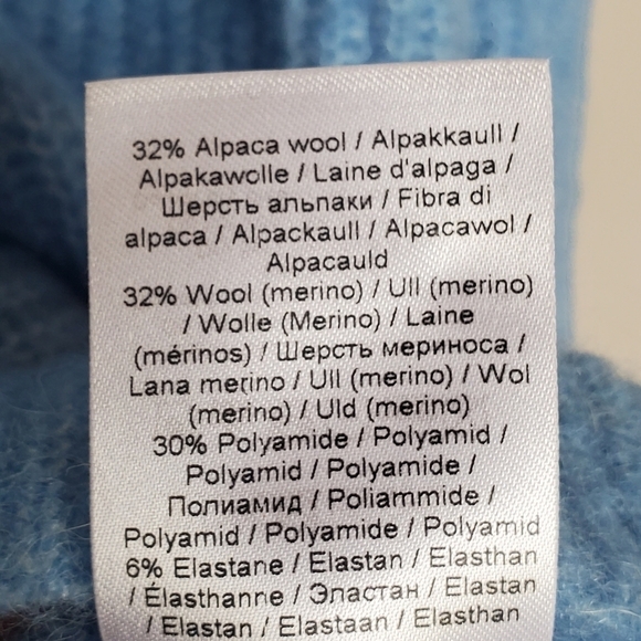 GANNI V-Neck Long Sleeve Alpaca Wool Blend Blue Pull-Over Oversized Sweater - Picture 7 of 8